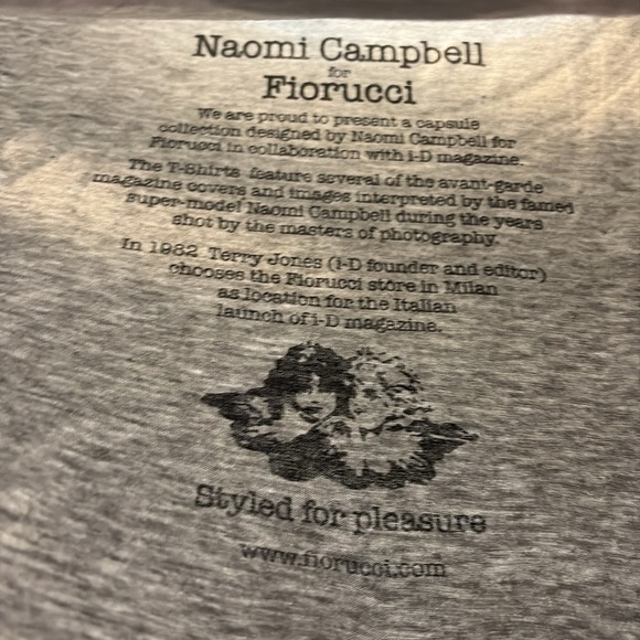 FIORUCCI Gray Naomi Campbell Printed Graphic T-Shirt Cap Sleeve Size Small - Picture 7 of 8